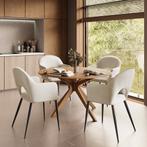 Eetkamerstoel Sachel, fluweellook, gestoffeerd, 120 kg - crè, Huis en Inrichting, Stoelen, Verzenden, Nieuw