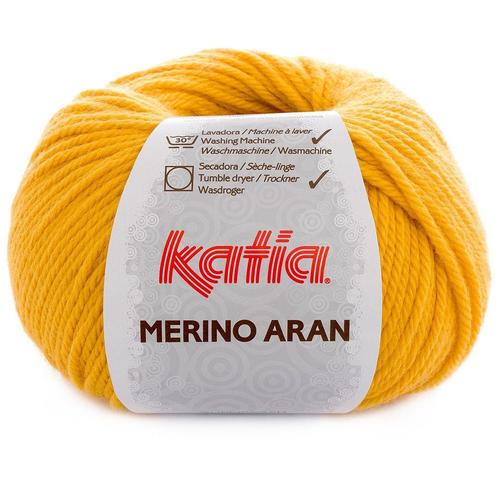 Katia Merino Aran - 80 donkergeel - Merinogaren, Hobby en Vrije tijd, Breien en Haken, Ophalen of Verzenden