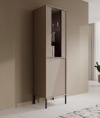 Meubella | Vitrinekast beige glazen opbergkast 55cm, Huis en Inrichting, Kasten | Vitrinekasten, Verzenden, Nieuw, 50 tot 100 cm