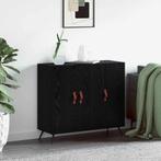vidaXL Dressoir Zwart 90 x 34 x 80 cm Bewerkt hout, Huis en Inrichting, Kasten | Dressoirs, Verzenden, Nieuw, Minder dan 50 cm