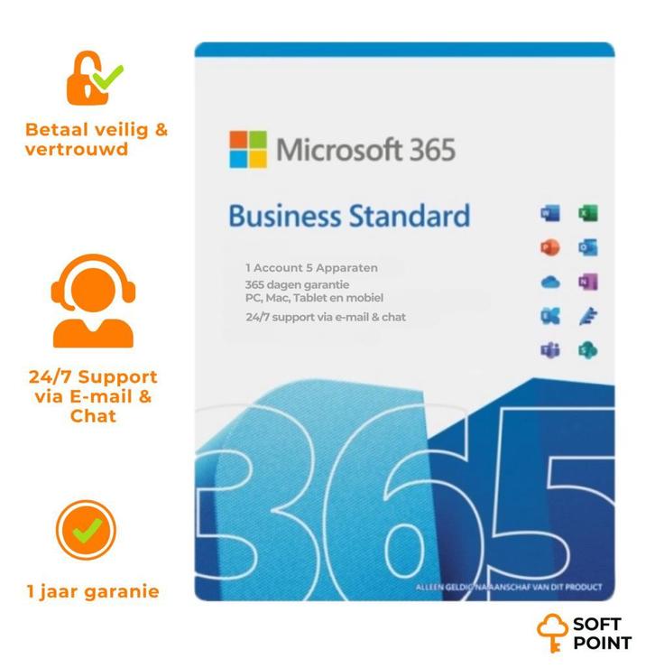 Office 365 Business Account – Levenslang | 5 apparaten |, Computers en Software, Office-software, Nieuw, Access, Excel, OneNote