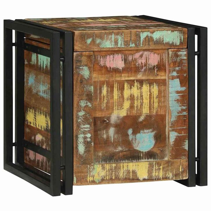 vidaXL Opslagdoos Bruin en zwart 40 x 40 x 40 cm Massief, Huis en Inrichting, Woonaccessoires | Kisten, Nieuw, Verzenden
