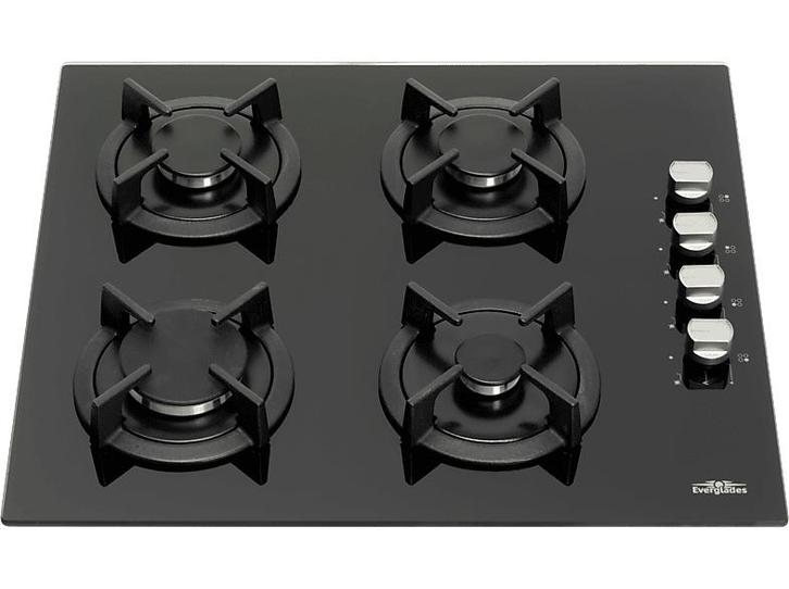 Everglades - Gas Kookplaat - Zwart, Witgoed en Apparatuur, Kookplaten, Gas, Nieuw, 4 kookzones, Verzenden