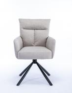 Draaibare retro stoel BIG GEORGE grijs Boucle armleuningen, Ophalen of Verzenden, Nieuw