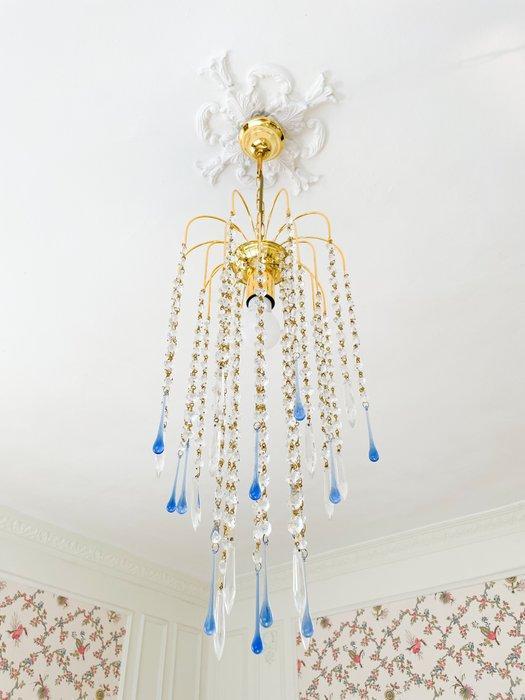 Kroonluchter - Muranoglas - Cobalt Blue Kristallen, Antiek en Kunst, Antiek | Lampen