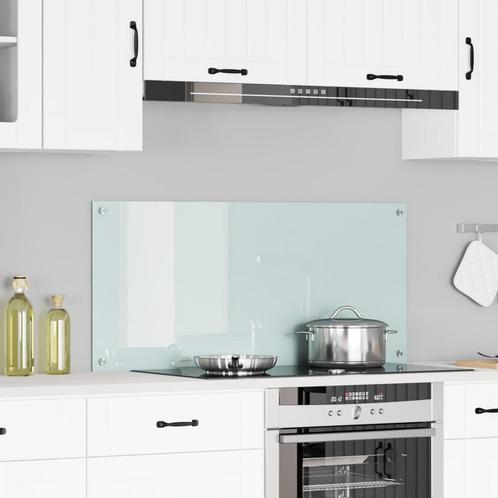 vidaXL Keuken Achterwand Wit 110 x 50 x 0.6 cm gehard glas, Huis en Inrichting, Keuken | Keukenbenodigdheden, Nieuw, Verzenden