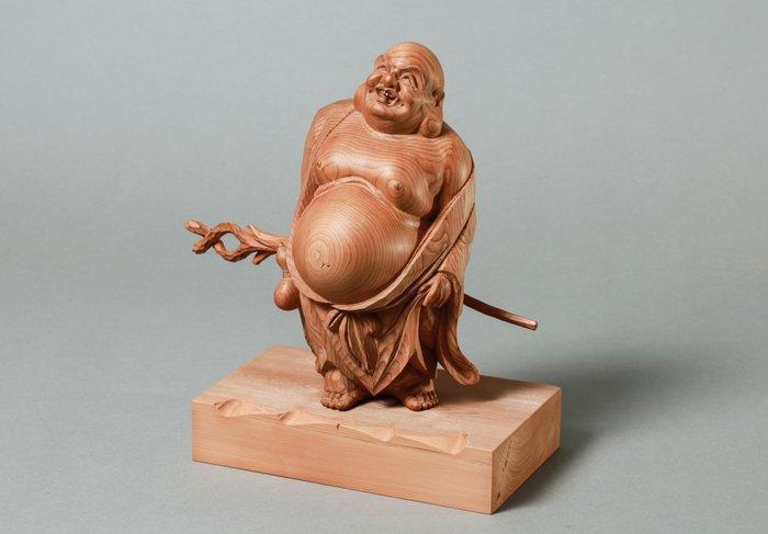 Statue of Moon-Viewing Laughing Buddha () – Ichii, Antiek en Kunst, Antiek | Overige Antiek