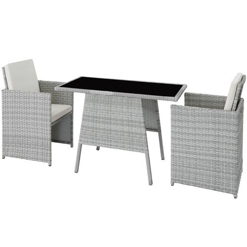 Wicker zitgroep Lausanne 2+1 - lichtgrijs, Tuin en Terras, Tuinsets en Loungesets, Verzenden