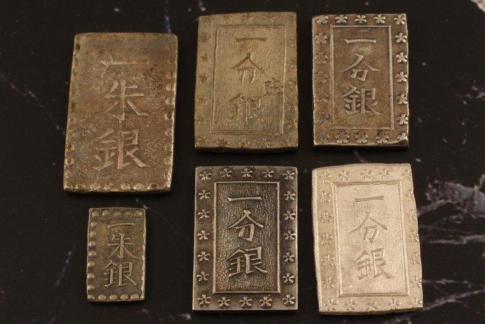 Japan. Tenp (1830-1844). 1 Bu Gin, 1 Shu Gin , 2 Shu Gin, Postzegels en Munten, Munten | Azië