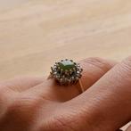 Gouden entourage ring met Jade en zirconia (gouden ring), Gebruikt, Overige kleuren, Ophalen of Verzenden, 17 tot 18