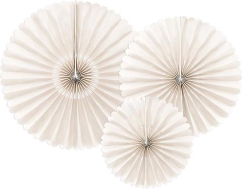 Papieren Waaiers Beige Set 23-40cm 3 delig, Hobby en Vrije tijd, Feestartikelen, Nieuw, Verzenden