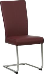 Donkerrode leren industriële eetkamerstoel - poot rond rvs -, Huis en Inrichting, Stoelen, Overige kleuren, Nieuw, Leer, Ophalen of Verzenden
