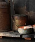 Antiek  India koperen melk/boter  potje met deksel