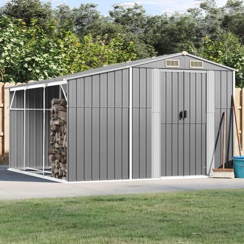 vidaXL Tuinschuur 277x279x179 cm gegalvaniseerd staal grijs, Tuin en Terras, Tuinhuizen, Nieuw, Verzenden