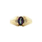Vintage ring met mystieke topaas en diamant 8 krt, Ophalen of Verzenden, Nieuw
