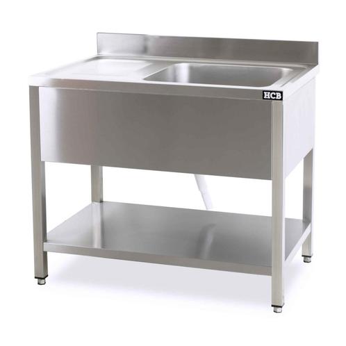 HCB Spoeltafel - enkele spoelbak rechts - 100 cm - RVS, Zakelijke goederen, Horeca | Keukenapparatuur, Nieuw in verpakking, RVS Meubilair
