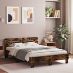 vidaXL Bedframe met hoofdeinde bewerkt hout gerookt eiken, Bruin, Verzenden, Nieuw, Twijfelaar