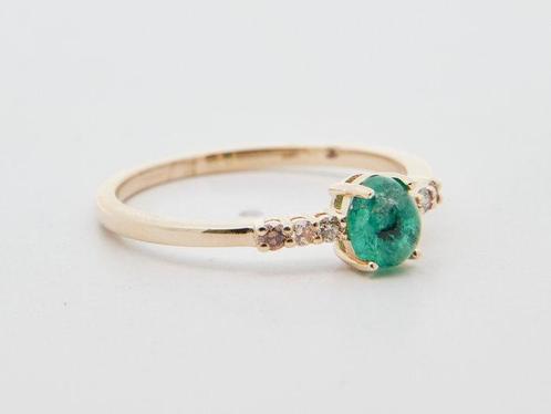 Zonder Minimumprijs - Ring 14 kt. - 0.61ct. tw. Smaragd, Sieraden, Tassen en Uiterlijk, Ringen