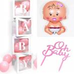 27-delige Babyshower set roze of blauw met wit, Hobby en Vrije tijd, Feestartikelen, Nieuw, Versiering, Geboorte of Huwelijk, Verzenden
