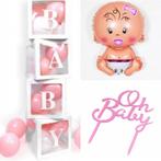 27-delige Babyshower set roze of blauw met wit, Verzenden, Nieuw, Versiering, Geboorte of Huwelijk