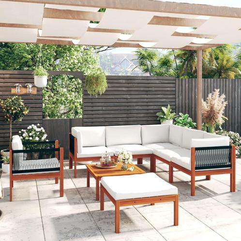 vidaXL 8-delige Loungeset met kussens massief acaciahout, Tuin en Terras, Tuinsets en Loungesets, Loungeset, Nieuw, Hardhout, Verzenden