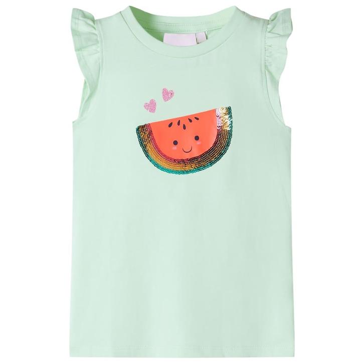 vidaXL Kindershirt met ruches aan de mouwen 128 zachtgroen, Kinderen en Baby's, Kinderkleding | Overige, Nieuw, Verzenden
