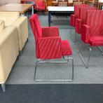 Pub & Club chair, design stoel,  rood rib fluweel met chroom
