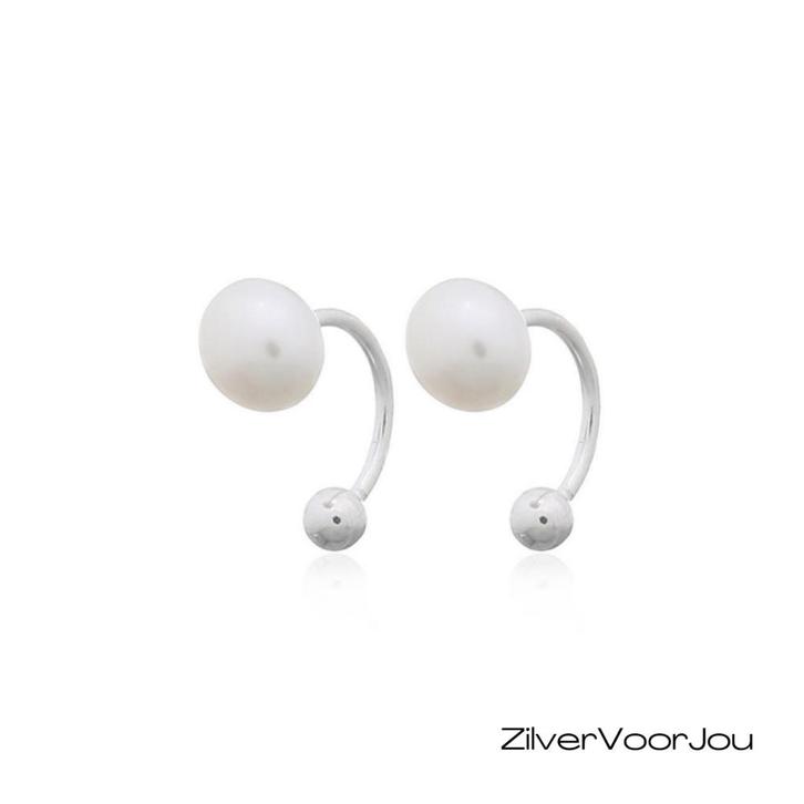 925 zilveren arc-stud oorbellen met zoetwaterparel, Sieraden, Tassen en Uiterlijk, Piercings, Nieuw, Verzenden