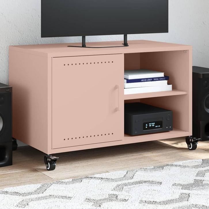 vidaXL Tv-meubel 68x39x43,5 cm staal roze, Huis en Inrichting, Kasten | Televisiemeubels, Nieuw, Metaal, Verzenden