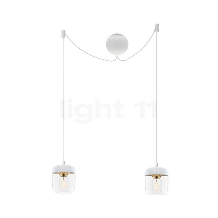 Umage Acorn Cannonball Hanglamp 2-lichts wit, messing, Huis en Inrichting, Lampen | Hanglampen, Nieuw, Verzenden