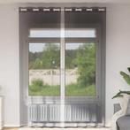 vidaXL Gordijnen voile met doorvoertules 2 st 140x260 cm, Verzenden, Nieuw, Zwart