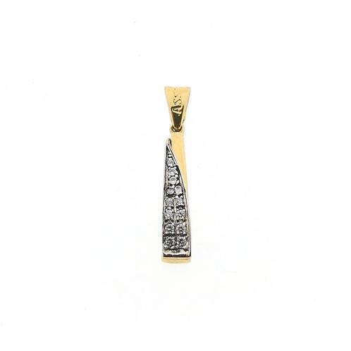 Bicolor gouden hanger met zirconia (zirconia stenen), Sieraden, Tassen en Uiterlijk, Bedels, Gebruikt, Overige merken, Goud, Ophalen of Verzenden