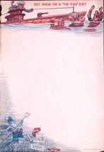 ‘Put Them On a ‘Tin Fish’ Diet’ - briefpapier (a4), Verzamelen, Verzenden