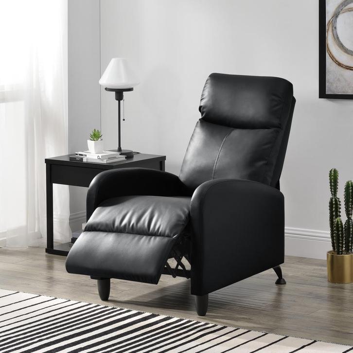 Verstelbare relaxfauteuil 102x60x92 cm kunstleer zwart, Huis en Inrichting, Fauteuils, Verzenden