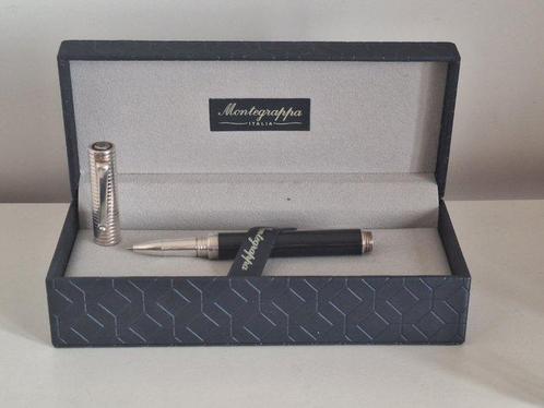 Montegrappa - Duetto noir, Capuchon en argent strié 925. -, Verzamelen, Pennenverzamelingen