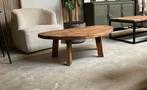 Salontafel oud hout, eiken, kiezel, rond, recht Hillshome, Huis en Inrichting, Tafels | Salontafels, Nieuw, Ophalen of Verzenden