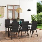 vidaXL 7-delige Tuinset zwart, Tuin en Terras, Nieuw, Tuinset, 7 zitplaatsen, Verzenden