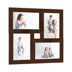 vidaXL Fotolijst voor 4x(13x18 cm) foto MDF donkerbruin, Audio, Tv en Foto, Fotografie | Fotolijsten, Verzenden, Nieuw