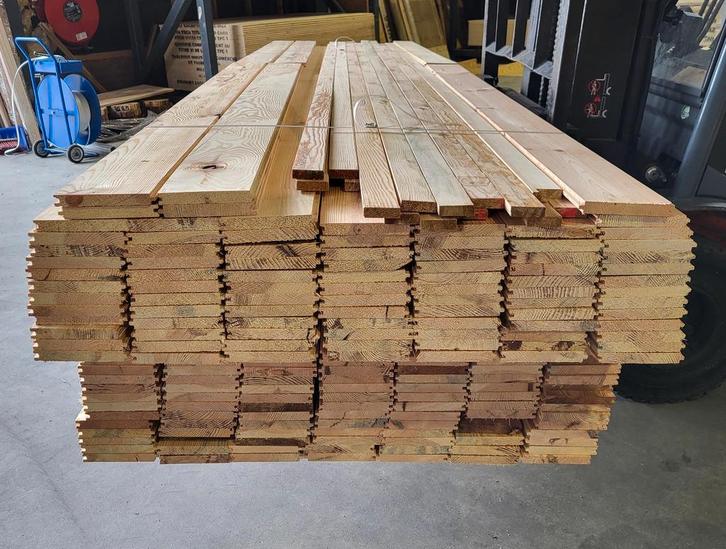 81 m2 GRENEN Vloerdelen 18 x 130mm tand en groef, Doe-het-zelf en Verbouw, Hout en Planken, Grenen, 300 cm of meer, Minder dan 25 mm
