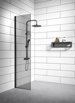 Douchewand Rizani 40 x 200 cm Zwart – Getint Rookglas, Verzenden, Nieuw, Douche