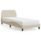 vidaXL Bed met matras Dover stof crèmekleurig 80x200 cm, Eenpersoons, Verzenden, Nieuw, 80 cm