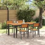 vidaXL Tuin Eetset 5 pcs Zwart en bruin 180 x 90 x 75 cm, Verzenden, Nieuw