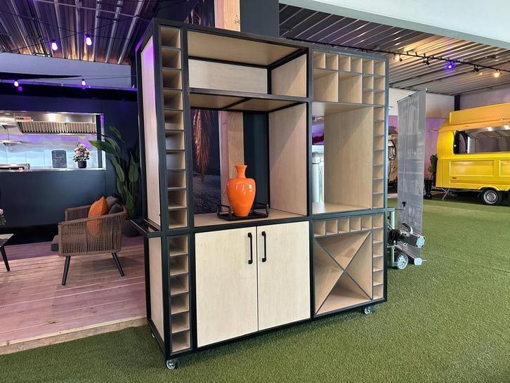 Mobiele wijnkast Licht Hout, Huis en Inrichting, Kasten | Overige, Nieuw