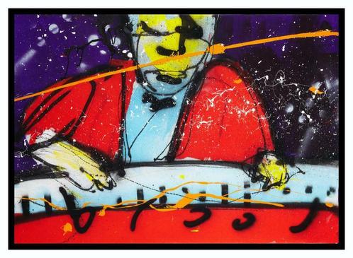 Herman Brood | Giclée: The Pianoman | Afmeting: 85cm x 120cm, Antiek en Kunst, Kunst | Litho's en Zeefdrukken, Ophalen of Verzenden