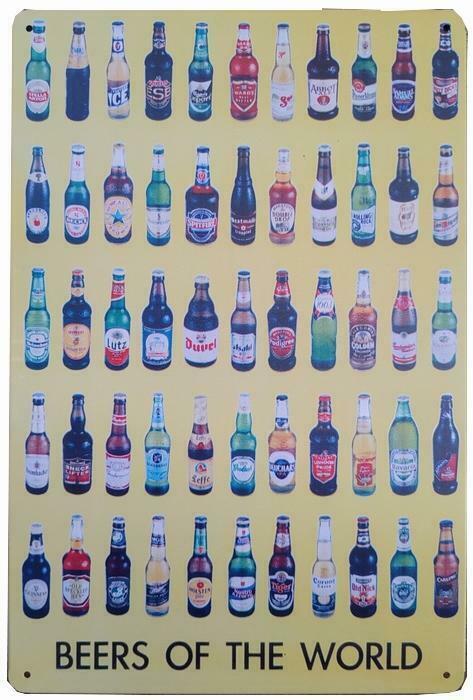 Beers of the world reclamebord, Verzamelen, Merken en Reclamevoorwerpen, Nieuw, Verzenden