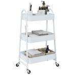 vidaXL Opbergtrolley 3-laags 42x41,5x77 cm staal wit, Doe-het-zelf en Verbouw, Verzenden, Nieuw