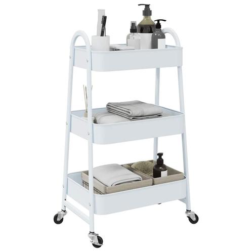 vidaXL Opbergtrolley 3-laags 42x41,5x77 cm staal wit, Doe-het-zelf en Verbouw, Gereedschap | Overige machines, Nieuw, Verzenden
