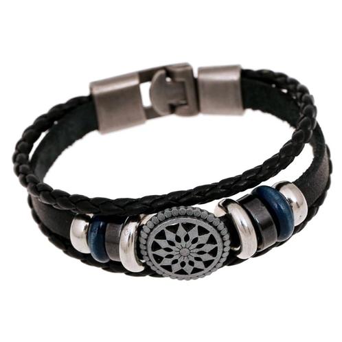 Fako Bijoux® - Armband - Leder Exclusive - Cirkel - 20cm -, Sieraden, Tassen en Uiterlijk, Armbanden, Verzenden