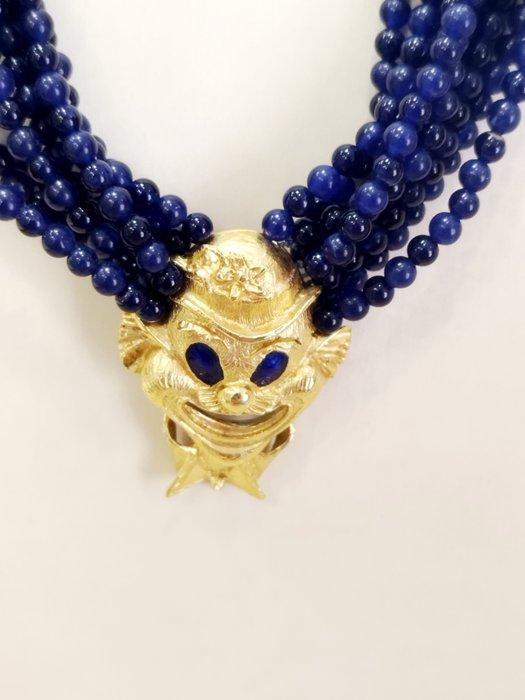 Halsketting - 18 karaat Geel goud Lapis lazuli, Sieraden, Tassen en Uiterlijk, Kettingen