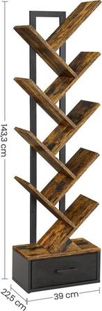 Boekenkast - Boekenrek - Hout/metaal-50 x 25 x 141,5 cm, Met plank(en), Kunststof, 100 tot 150 cm, Nieuw